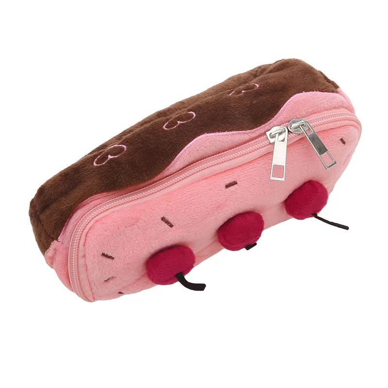 Lovely Sweet Plush Cherry Cake Pencil Case Pencil Pouch Large Capacity School Supplies Pen Bag And Stationery Box