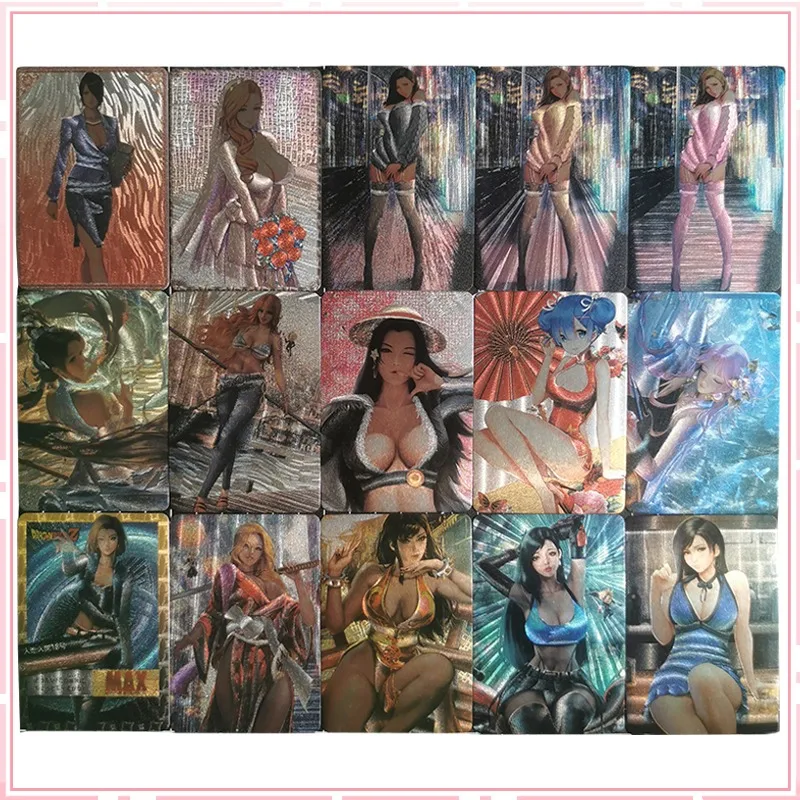 In Stock 15Pcs/set Nami Boa Hancock Android 18 Rem Tifa Lockhart Matsumoto Rangiku Sexy Anime Girls Game Collection Cards Toys