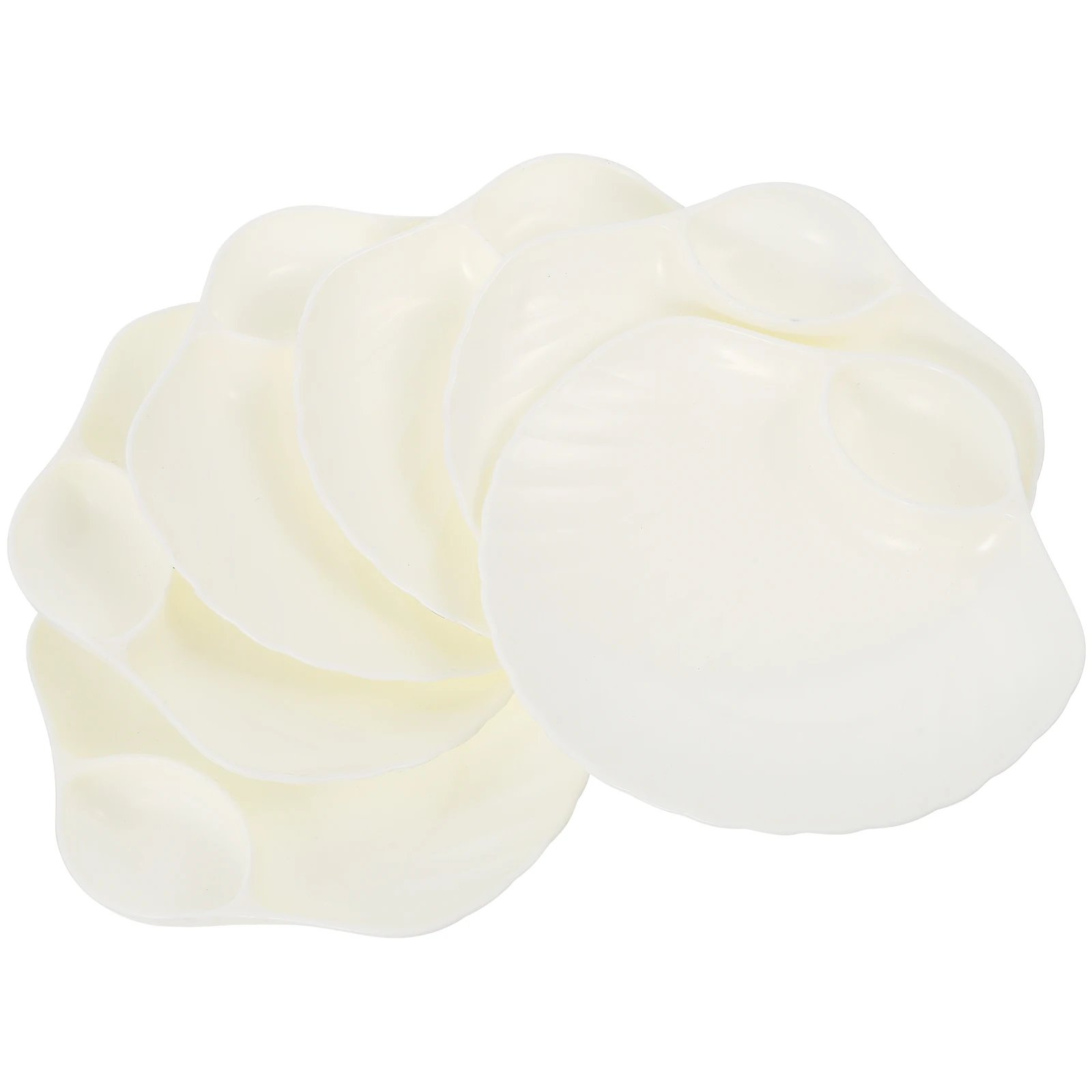 

6pcs Shell Shaped Dipping Plate Sushi Serving Dish Reusable Dumpling Tray Pp Material Compact Food Storage Plate No Overflow