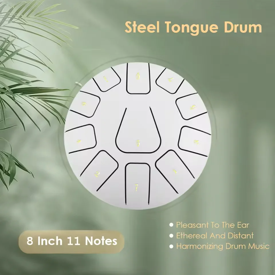 

6 Inch Steel Tongue Drum 11 Notes Handpan Drum with Drum Mallet Finger Picks Percussion Tongue Tambourine for Meditation Yoga