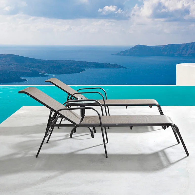 jd-Swimming Pool Chaise Lounge Aluminum Alloy Outdoor Furniture Sun Lounge Chair Seat Tesla Mesh Beach Chair！