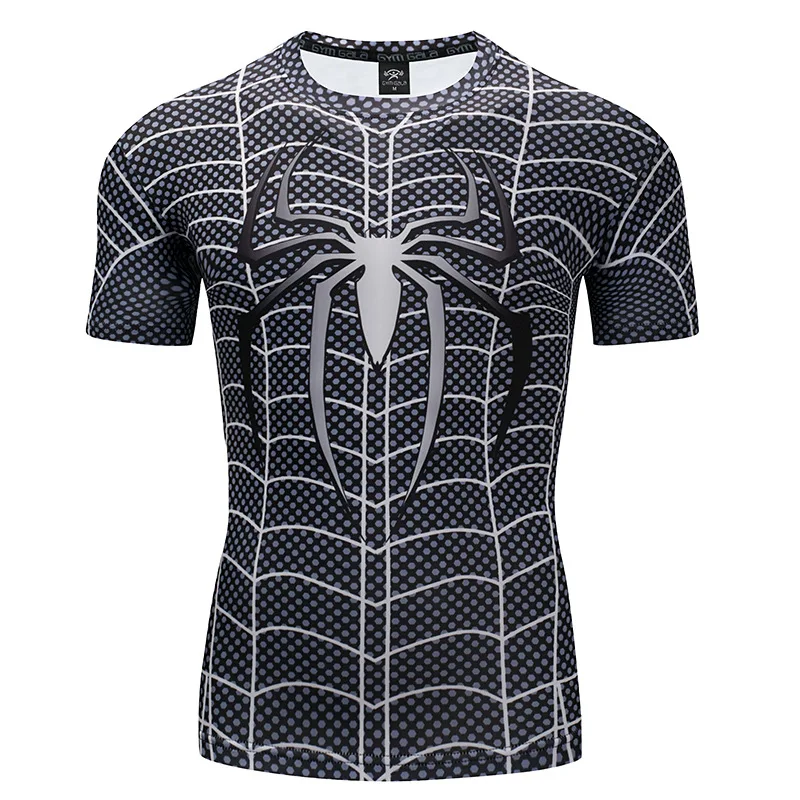 男性用スパイダーマンTシャツ,スーパーヒーロー,半袖,3Dプリント,特大の夏服,新品