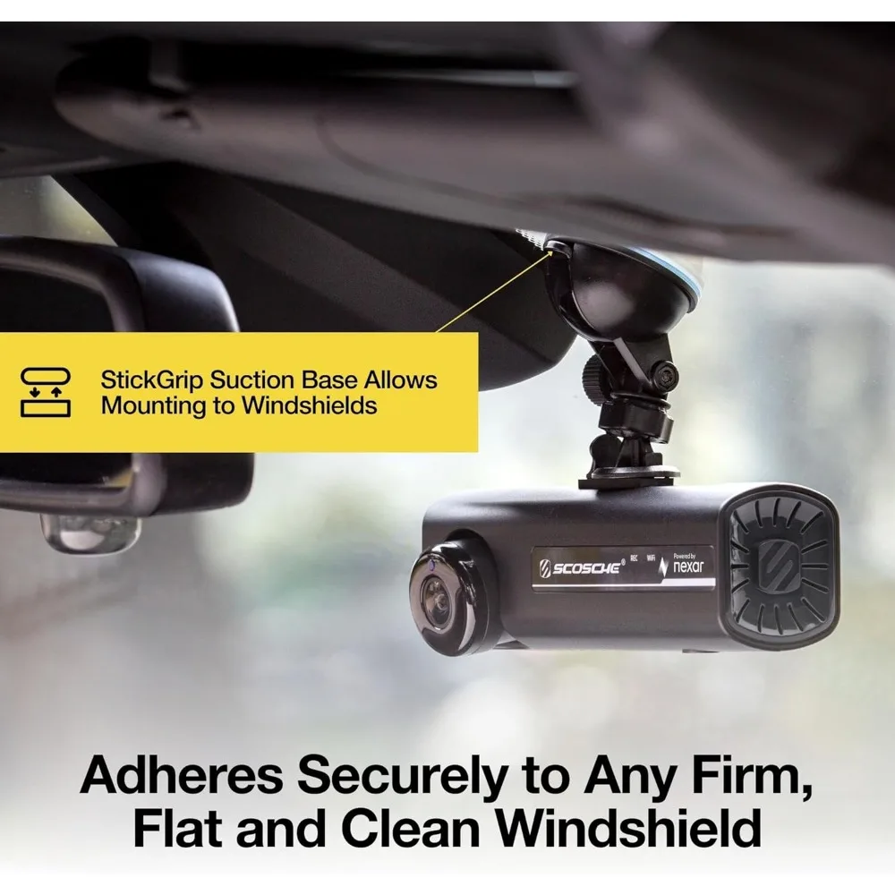 كاميرا Scosche NEXC2128-XCES0 الذكية عالية الدقة ثنائية الاتجاه مدعومة من Nexar مع كوب شفط وذاكرة 128 جيجابايت #5
