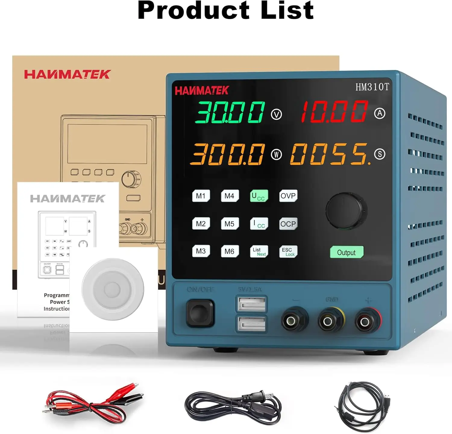 Fonte de alimentação DC programável HM310T 0-30V 0-10A com software USB e PC