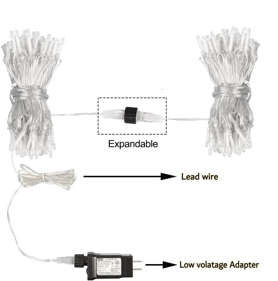 Guirxiété lumineuse LED dégradée pour la décoration de la maison, 8 modes, jardin, fête de mariage, Noël, pelouse, jardin, arbre de Noël, éclairage scintillant