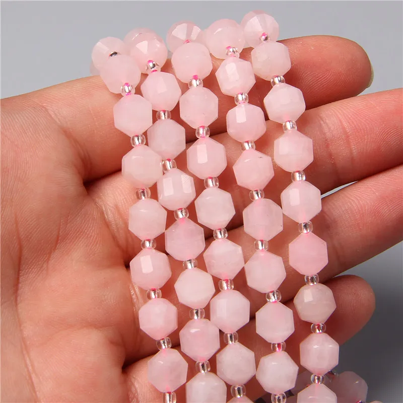100% Natural Rose Quartzs Stone Beads Faceted Loose Stone Beads for Jewelry Making DIY Good-looking Handmade Bracelet