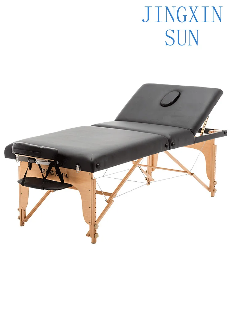 Folding massage household widened and thickened needle moxibustion beauty physical therapy bed, solid wood