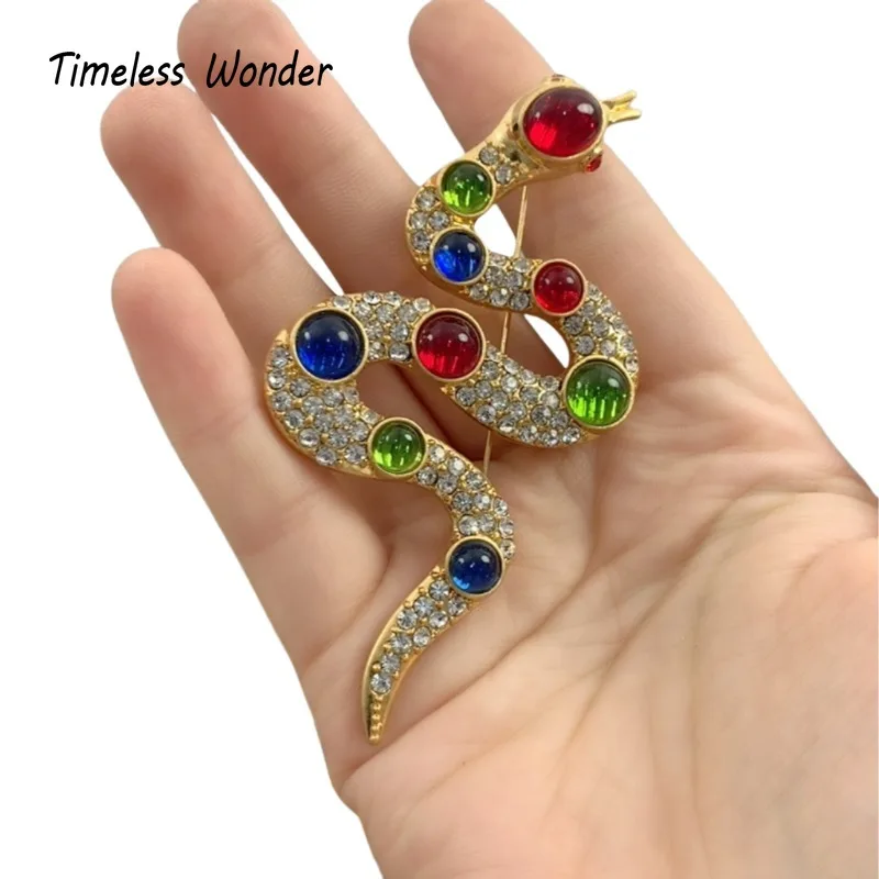 

Timeless Wonder Fancy Zircon Snake Brooch Pins for Women Designer Jewelry Punk Runway Gift Cute Rare Top Vintage 1468