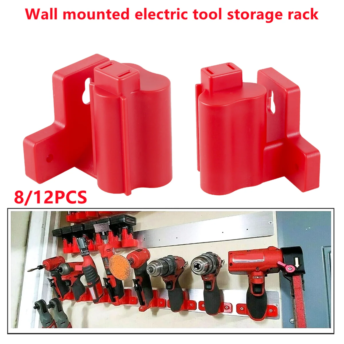 

8/12 Pcs Tool Battery Holder Compatible with Milwaukee M12 12V Drill Tool Hanger Power Tool Storage Wall Mount Drill Organizer