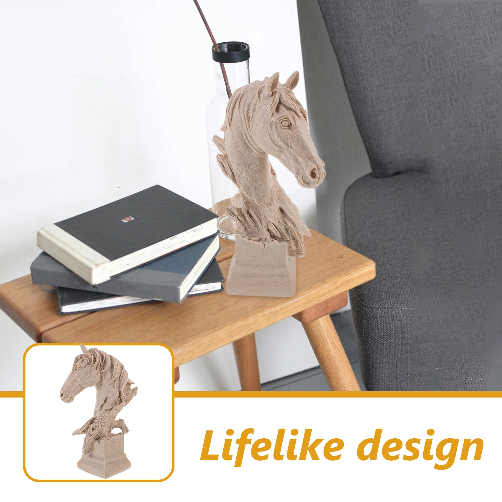 

Retro Horse Head Ornament Lifelike Resin Sculpture Home Office Decor Vintage Design Retro Horse Head Ornament Desktop Decoration