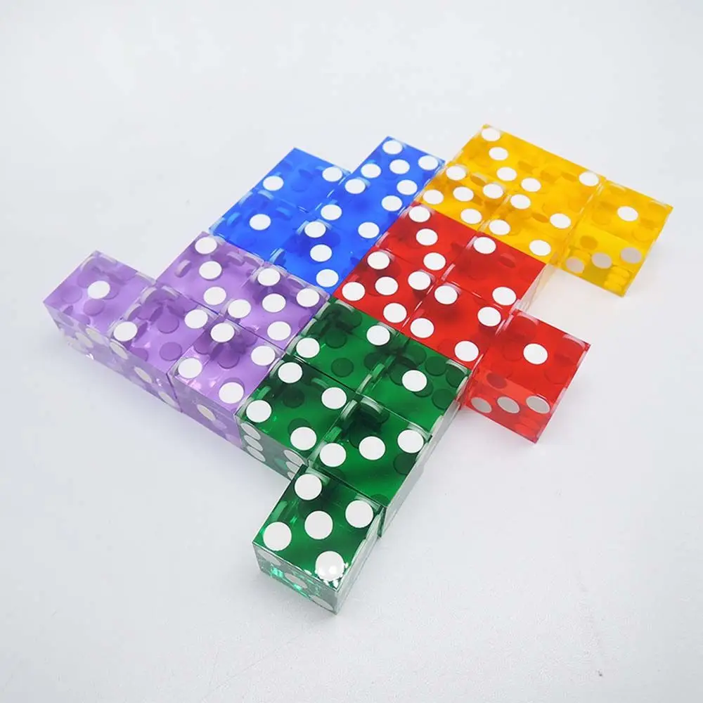 1Pcs Colorful 19mm Casino Dice with Razor Edges and Matching Serial Numbers Clear Translucent D6 Royal Craps