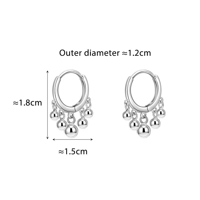 Silver Color Trendy Round Bead Tassel Hoop Earrings for Fashion Women Fashion Jewelry Light Luxury Accessories view 2