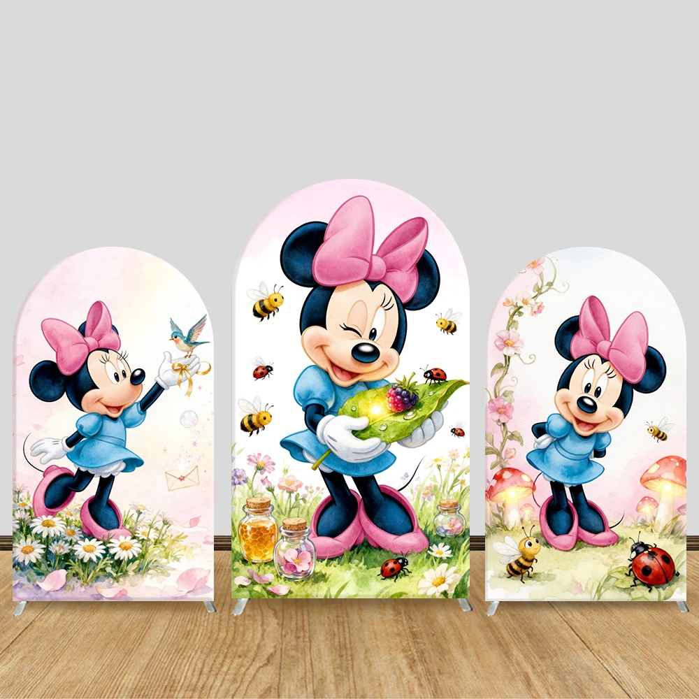 

Minnie Arch Backdrop Disney Theme Forest Kids Girl Birthday Babyshower Party Decoration CustomPhotography Cover Photo Background