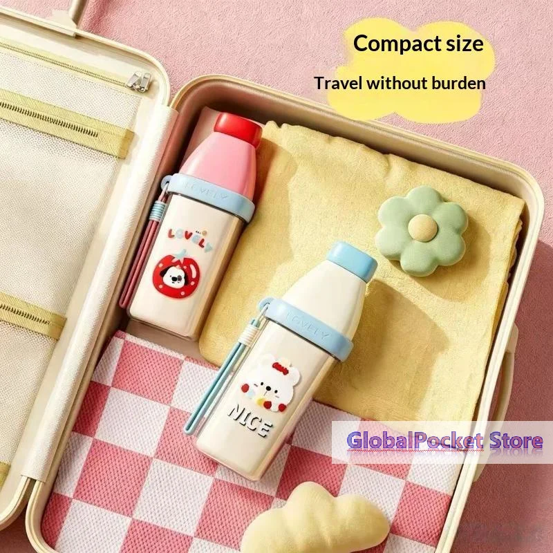 [TG823]Plastic 3 In 1 Toothbrush Cup Large Capacity Cartoon Toothbrush Toothpaste Storage Box Space Saving Toothbrush Cup Travel