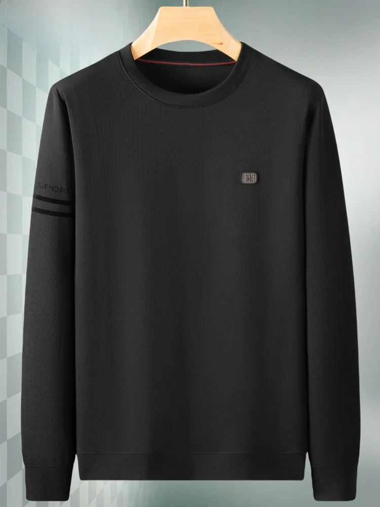 

Модная мужская футболка больших размеров с длинным рукавом и круглым вырезом, свободного кроя, повседневная, спортивная, в городском стиле, весна-осень