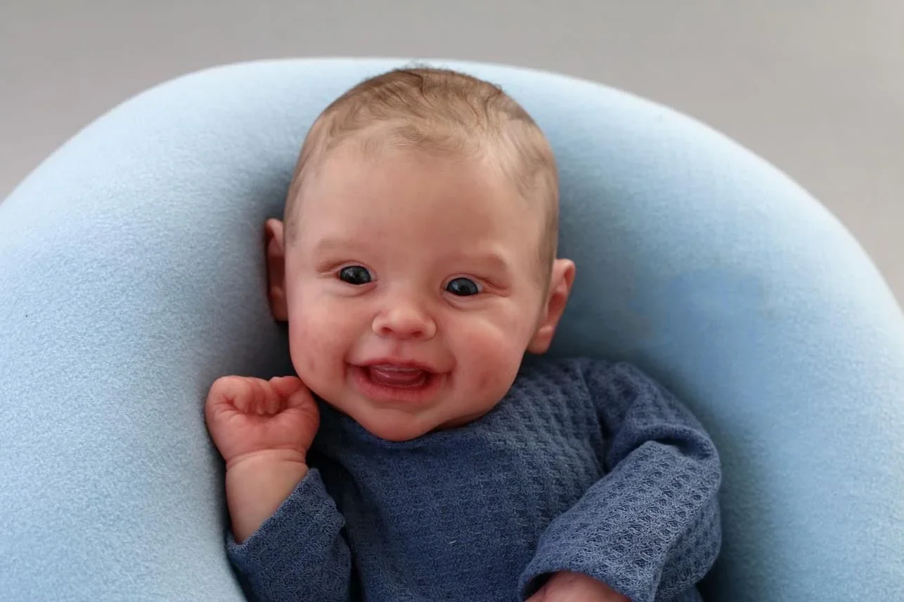 NPK 19'' Handmade Reborn Harper Lifelike Bebe Soft Touch Cuddly Baby Multiple Layers Painting 3D Skin Children Christmas Gift