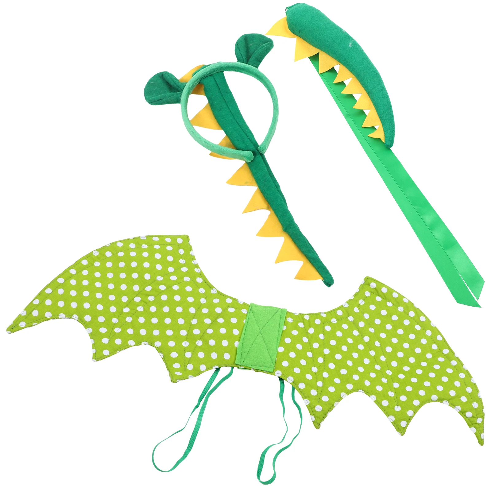 

1 set Dinosaur Costume Set Yellow Dinosaur Wing Headb Tail Kids Cosplay Costume Party Accessories Non Woven Fabric