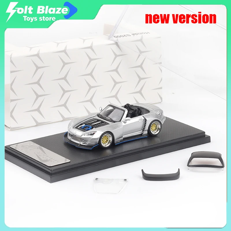 Rm 1/64 honda s2000 widebody modificado conversível com capuz que pode ser aberto simulação de liga fundida modelo de carro estático menino presente de aniversário