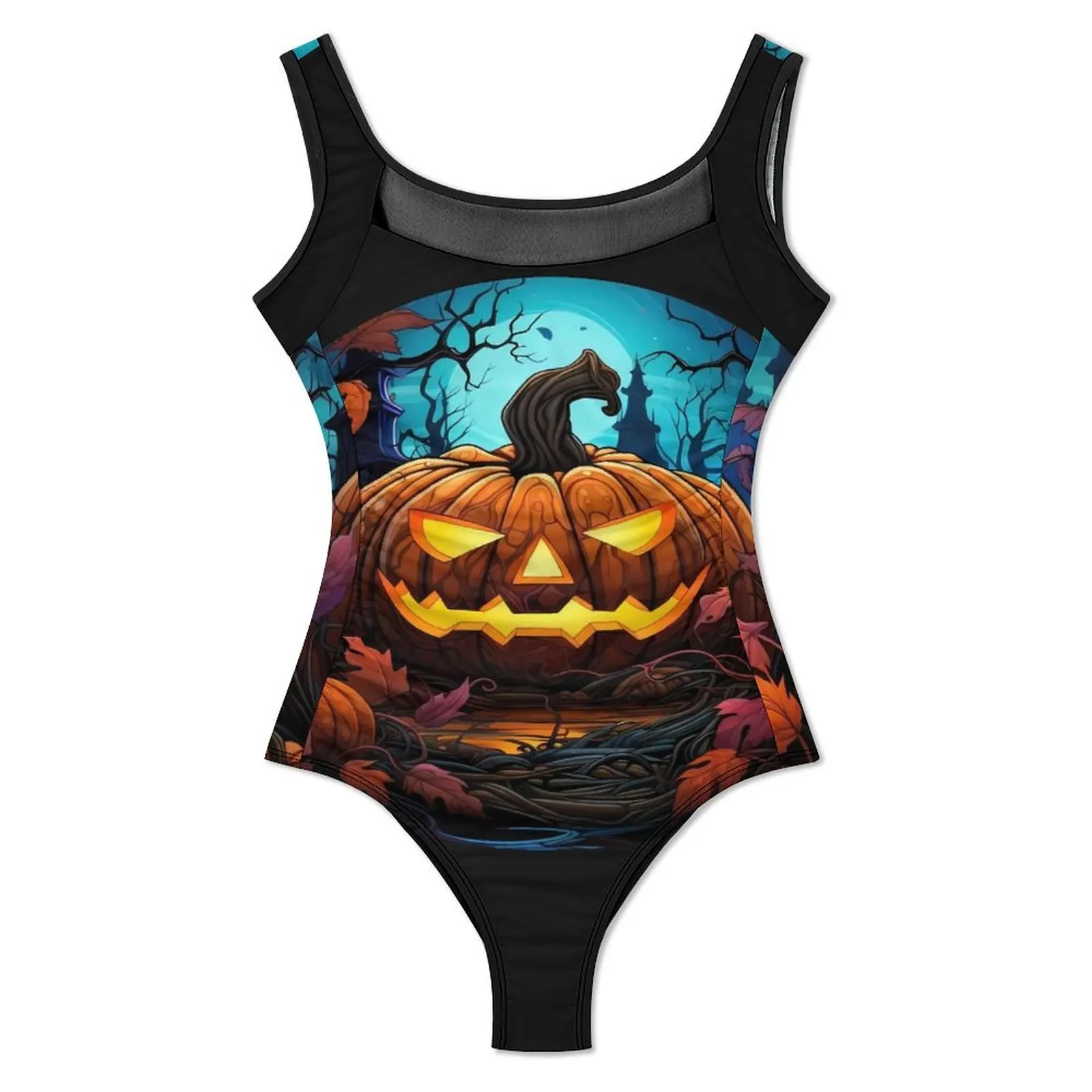 Halloween Pumpkins Swimsuit Sexy The Great Pumpkin Women Swimwear One Piece Modern Bodysuit Surfing Push Up Hollow Out Beachwear