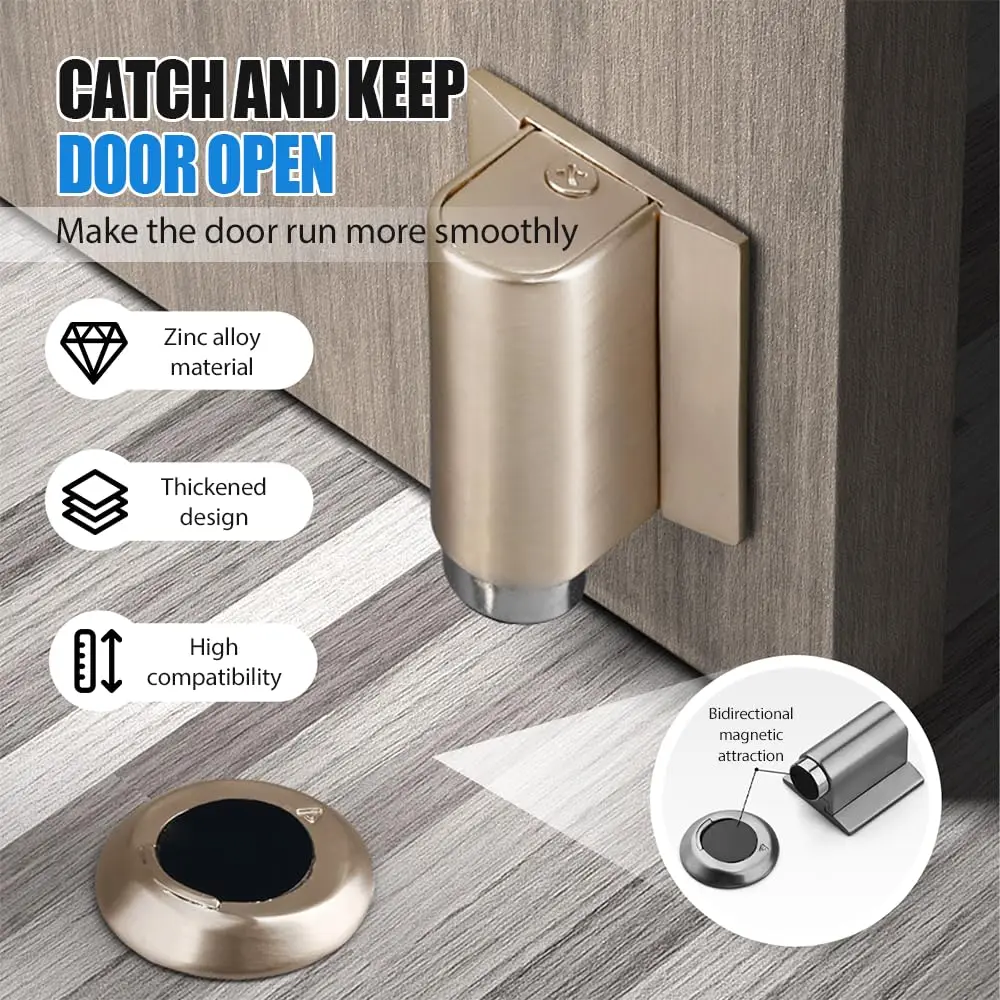 

2026 New Magnetic Door Stopper - Heavy Duty No Drill Invisible Door Wedge for Bottom of Door, Keep Doors Open