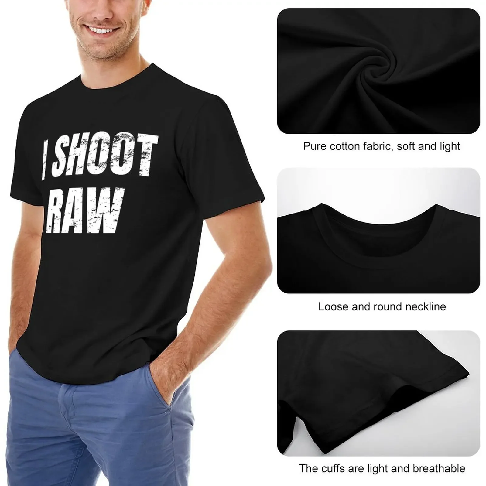 Camera photography I Shoot Raw photographer T-Shirt T-Shirt tops oversized t shirt Men's clothing