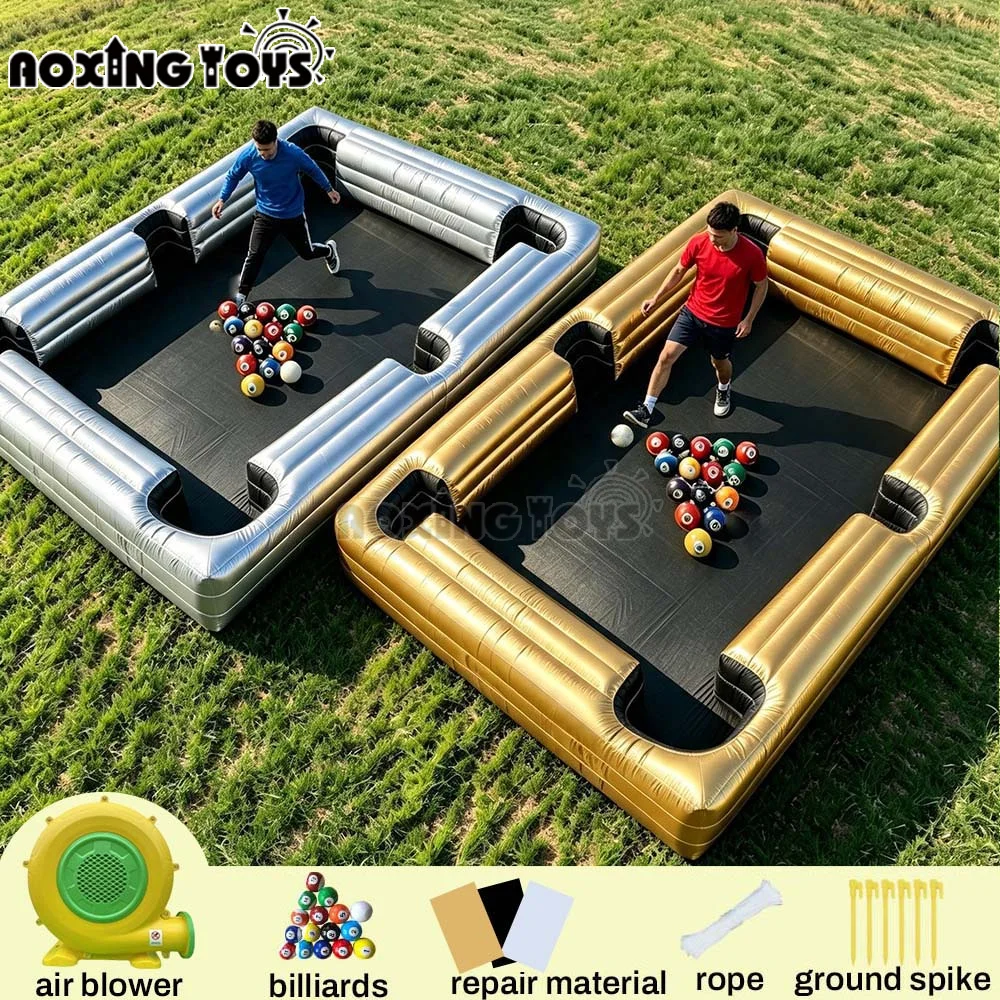 Giant Gold/Silver Oxford Inflatable Snooker Pool Football Table, Human Soccer Game With 16 Balls, Outdoor Sports Equipment