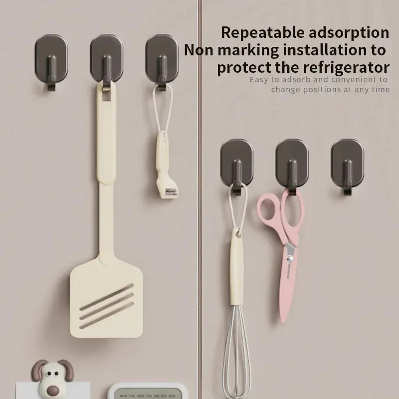 Non Perforated Refrigerator Magnetic Hook, Household Door Rear Hook, Multifunctional Thickened Strong Suction, Reusable Suction