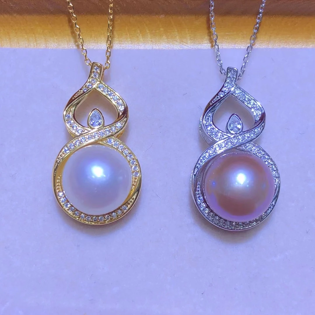 925 Sterling Silver Necklace Findings Jewelry Base Settings Mountings Parts Mounts for 9-12mm Pearls Stones 5pcs/lot