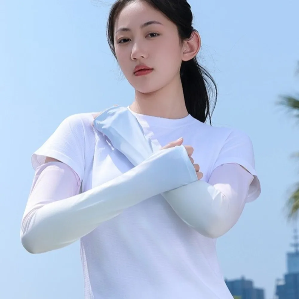 

Fashion Pulling Rope Ice Silk Arm Sleeves Gradient Color Flared Sunscreen Arm Sleeves Large Thin Cycling Arm Cover Summer