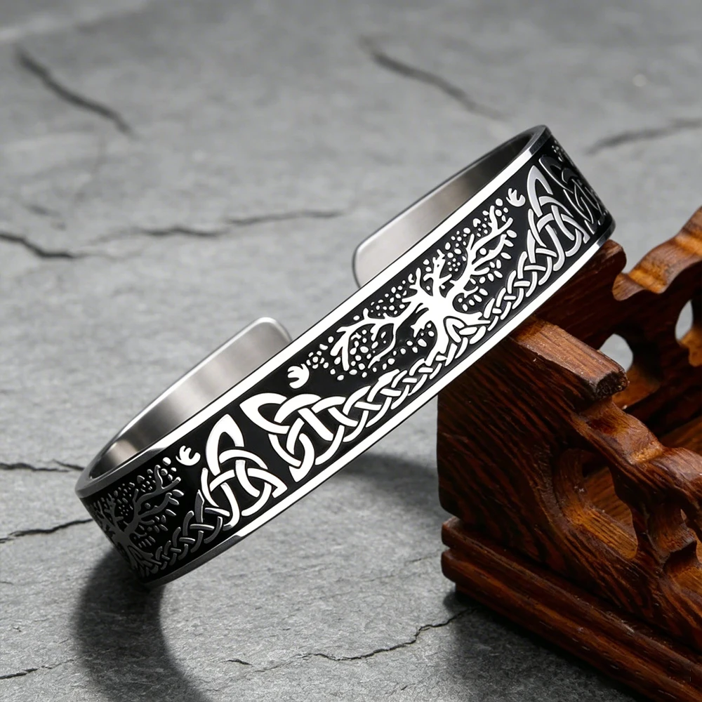 Viking Tree of Life Celtic Knot Bracelet Unisex Stainless Steel Vintage Ancient Norse Protection Talisman Jewelry Gift Dropshipp