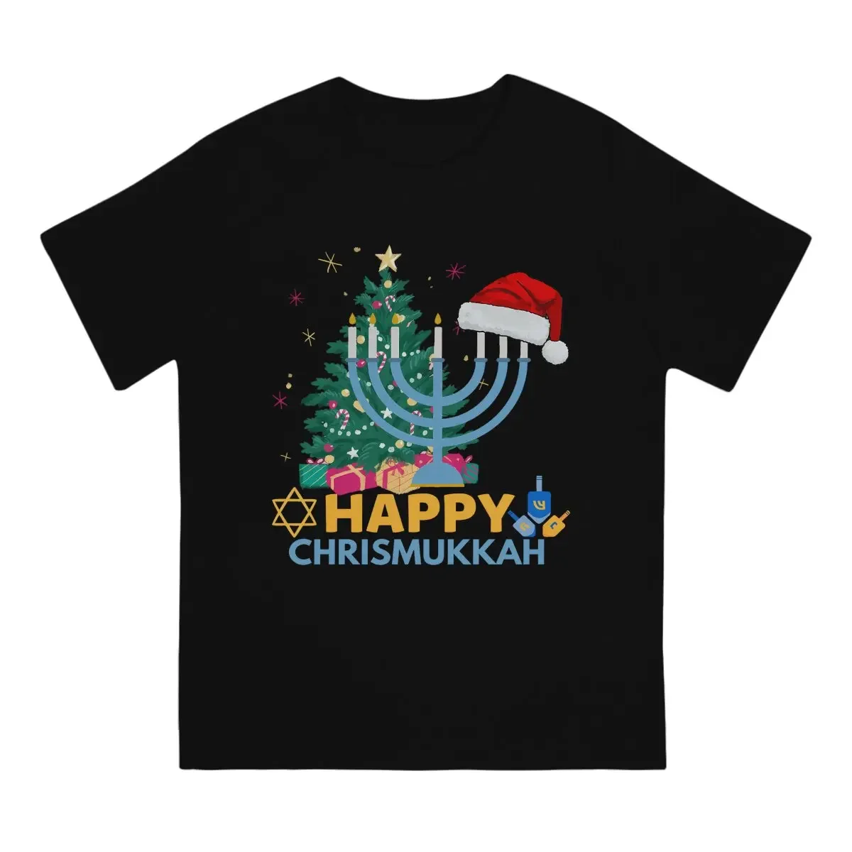 Funny Harajuku TShirt Happy Hanukkah Pattern Creative Streetwear Comfortable T Shirt Male Tee Unique Gift Clothes