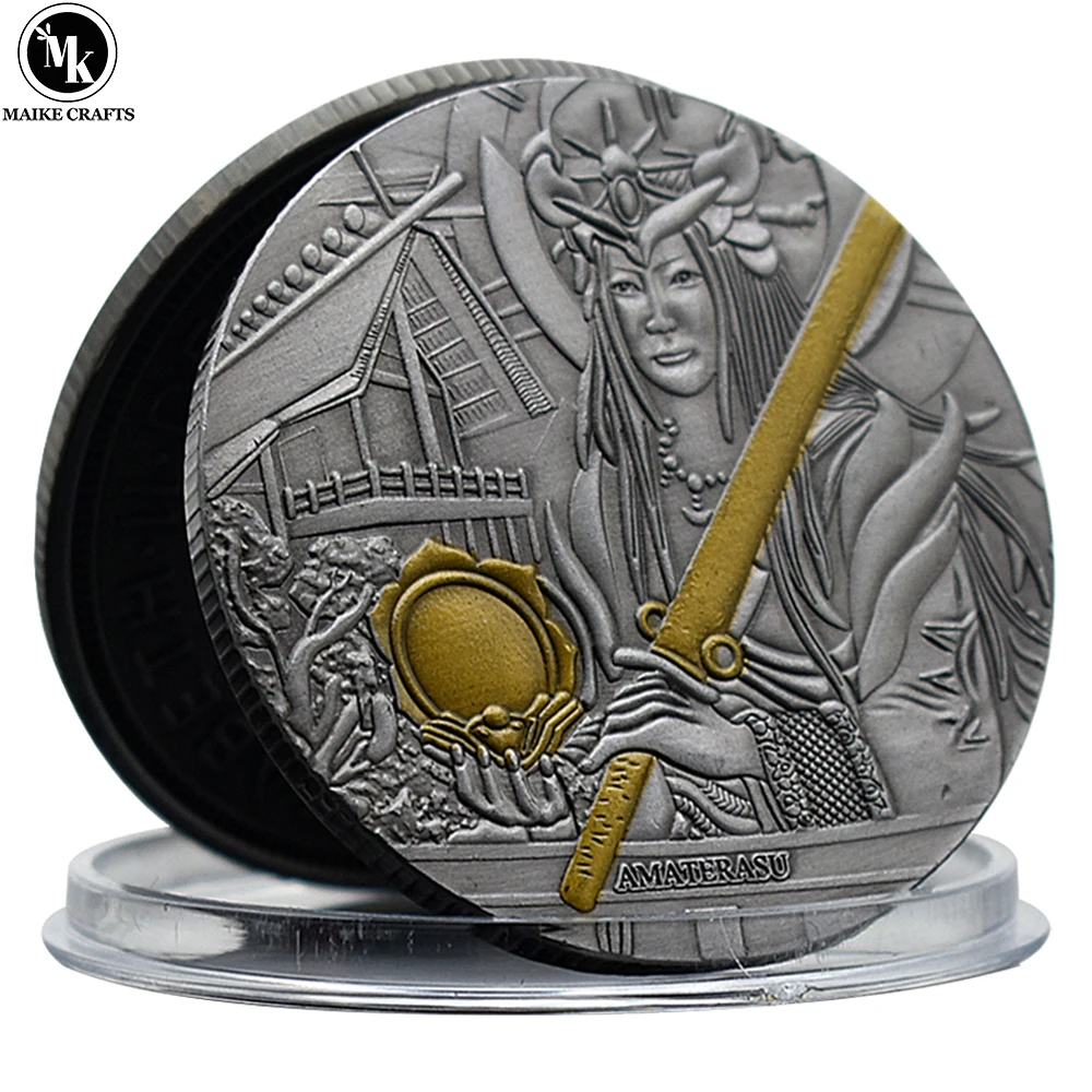 

Japanese Mythical Amaterasu Commemorative Coin Retro Metal Home Decoration Crafts Challenge Coin