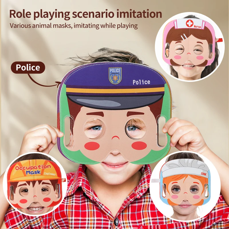 Libro di stoffa per bambini Maschera Libro di stoffa Tema carriera Giocattolo per bambini Personaggio Esperienza divertente Giochi interattivi Ragazzo Ragazza Regalo