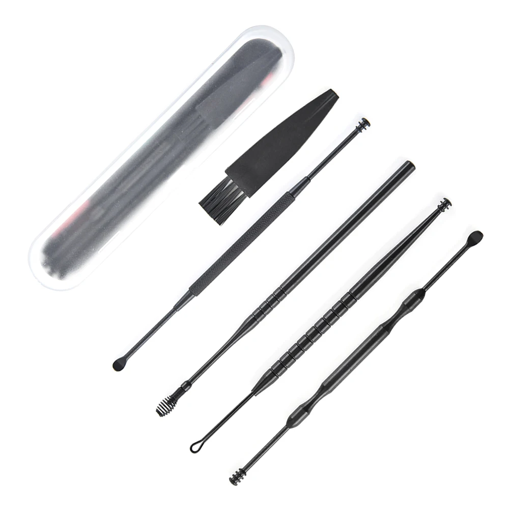 

5pcs Double-headed Rotating Ear Spoon Stainless Steel Massage Cleaner for Earwax Removal Portable Lightweight Tool