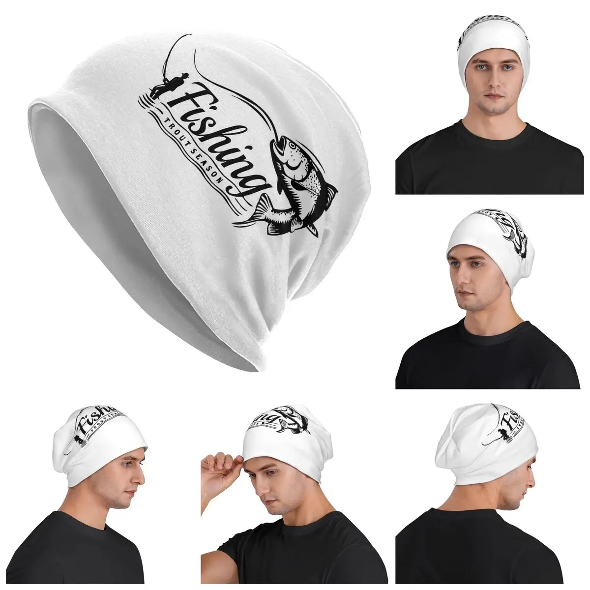 Fish Bone Fishing Skeleton Unisex Adult Beanies Caps Knitting Bonnet Hat Warm Fashion Autumn Winter Outdoor Skullies Hats
