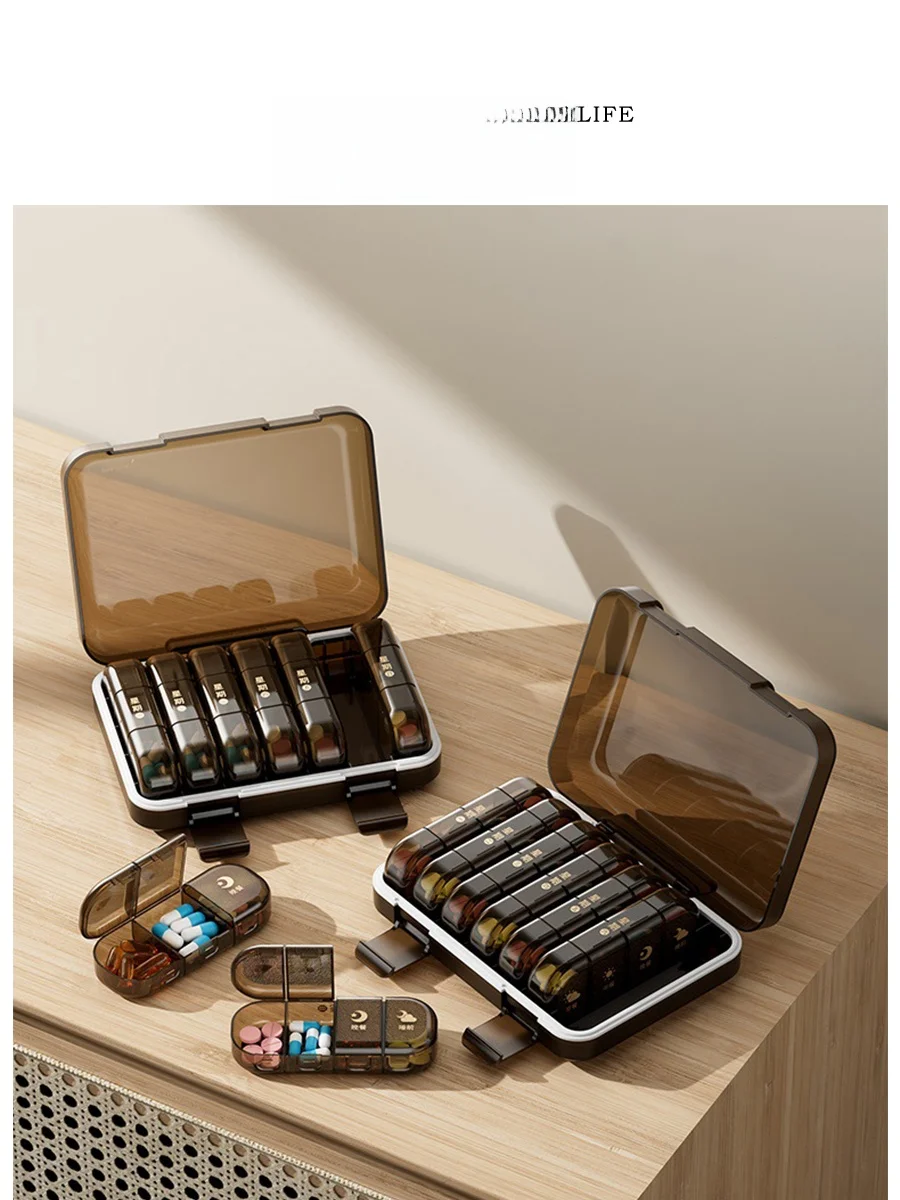 

Tlife Portable Large Capaci Seven-Day Medicine Box Sed Dose Organizer Cact Weekly Pill Container Fly Storage Solution