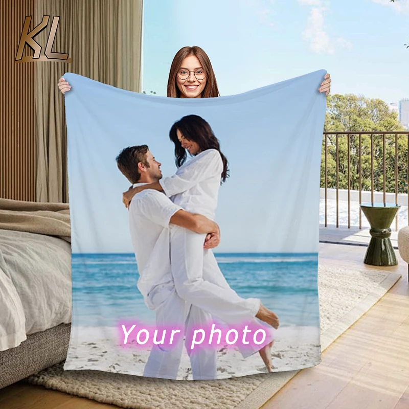 Your Picture Blanket Cover Coral Fleece Plush Customized DIY Print on Demand Dropshipping Warm Throw Blanket for Bedspread