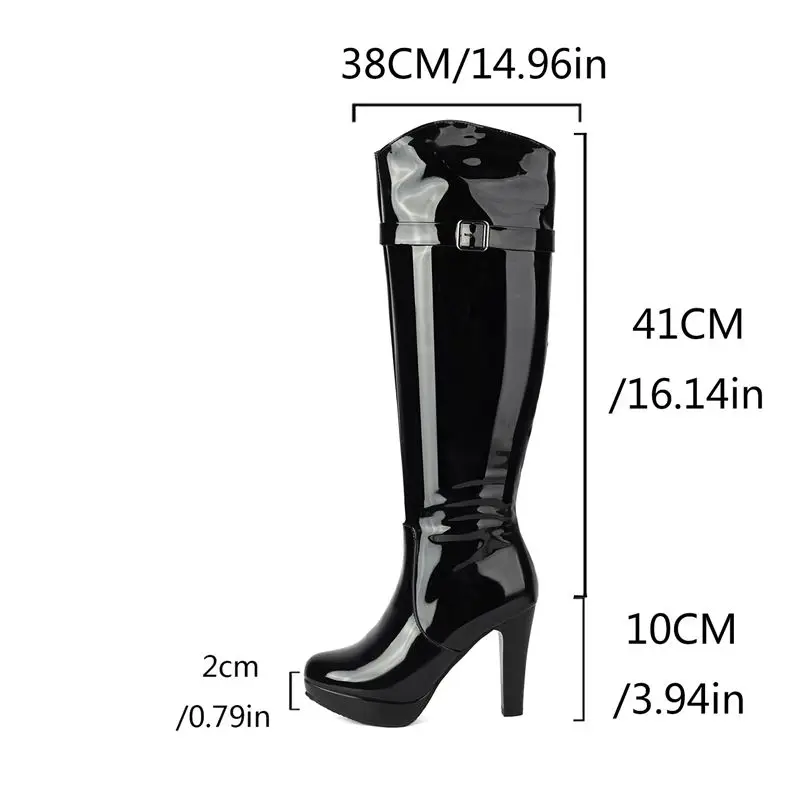 REAVE CAT Fashion Female Knee High Boots Round Toe Ultrahigh Heels 10cm Platform 2cm Size 41 42 43 Sexy Bota