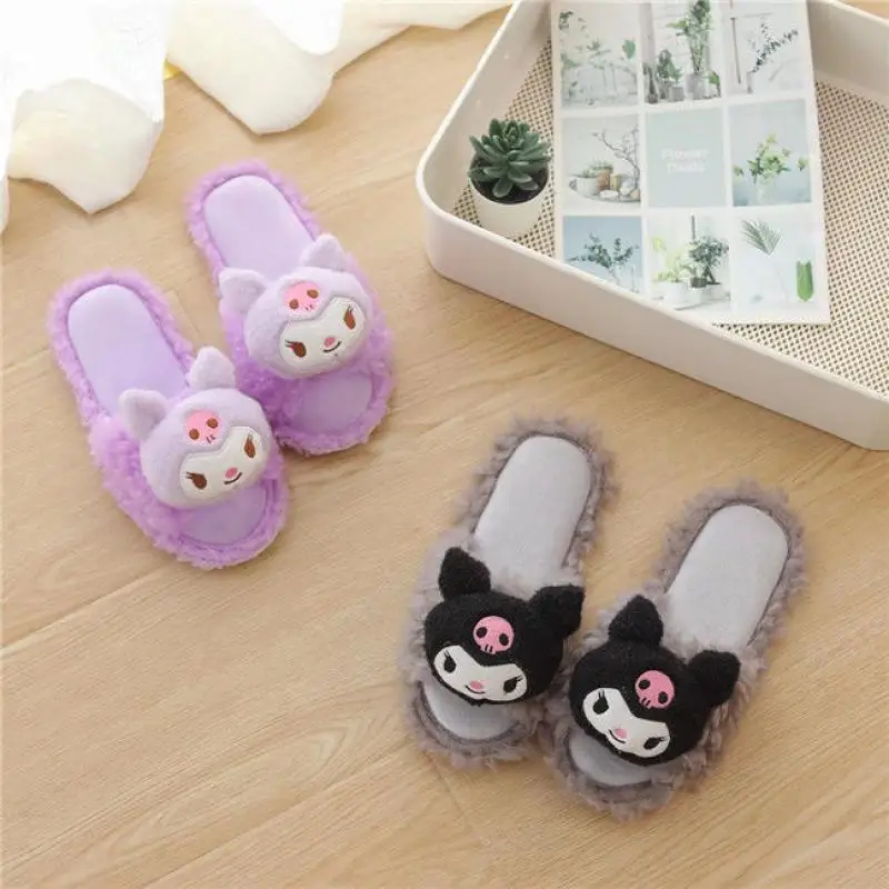 

Sanrio Kawaii Slippers Mymelody Kuromi Cinnamoroll Hellokitty Spring Autumn Cute Cartoon Home Indoor Floor Non-Slip Flip-Flops