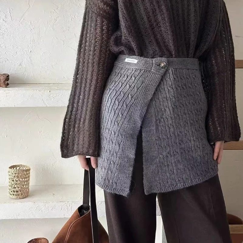 Korean Winter Solid Colour Knitted Shawl Multi-functional Fashion Women's Accessories Stacking Waistcoat Pants Skirt Curtains