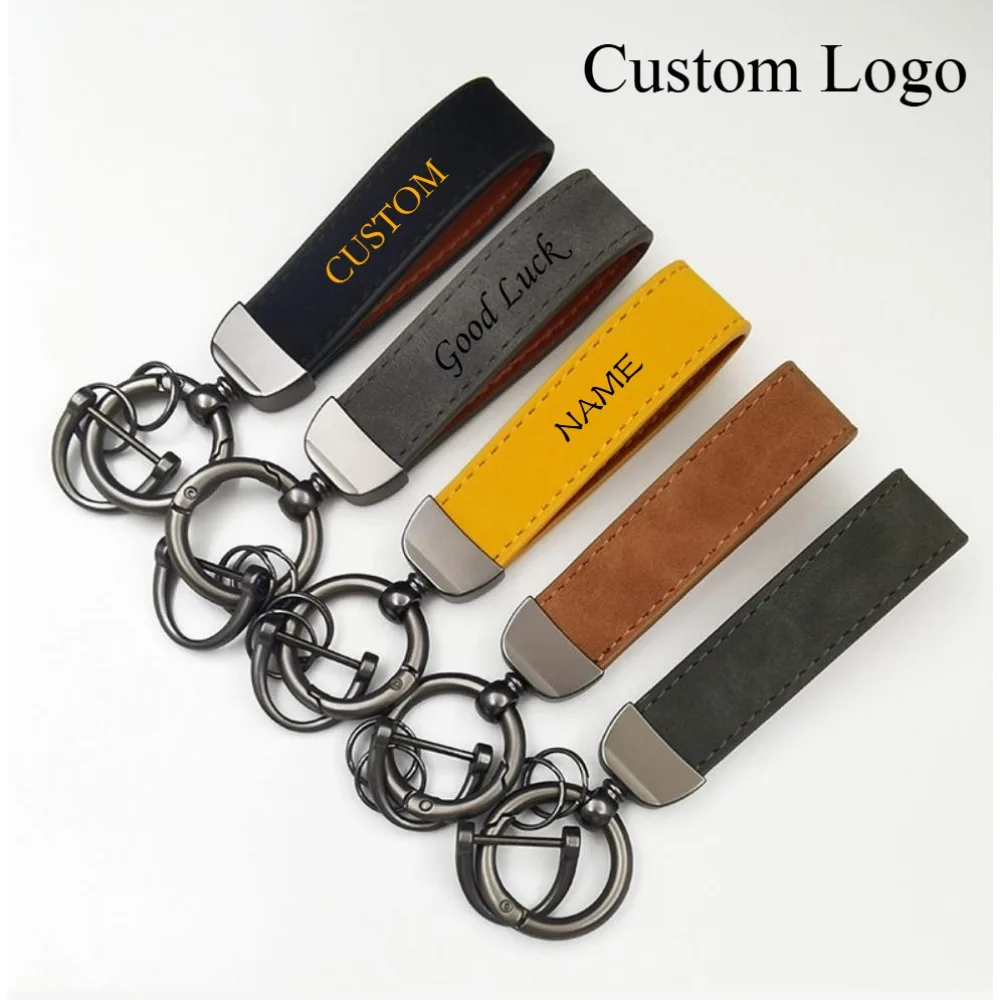 

Custom Logo Name Simple Key Chains Ring Creative Leather Car Moto Keychain Personalized for Men and Women Keyring Gift