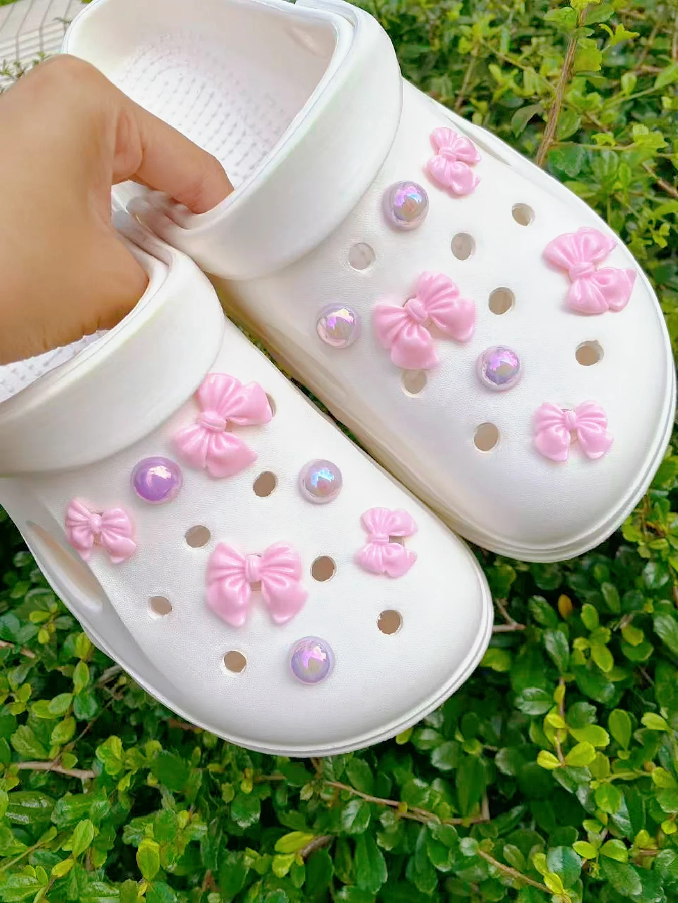14 pink large bows, small bows, bead shoe buckles DIY decorations, multi-functional shoe clip accessories for women's sandals, s