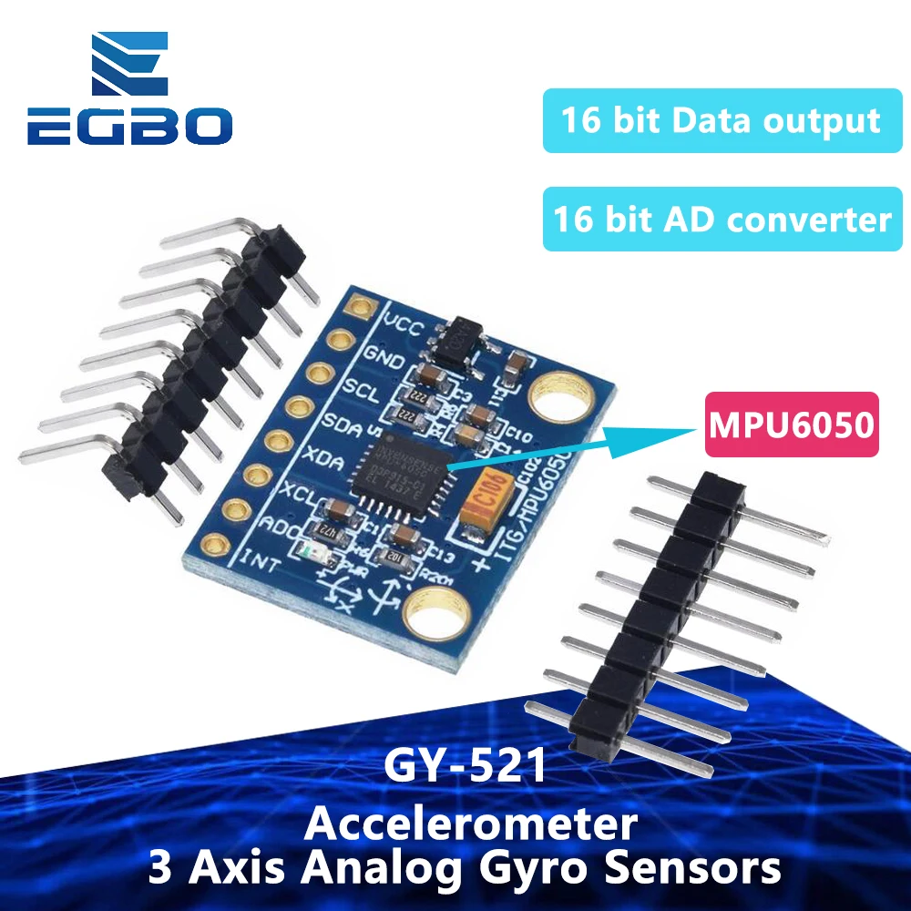 1 sztuk EGBO GY-521 GY521 MPU 6050 MPU6050 MPU 6050 moduł 3 osi analogowy czujnik żyroskopowy + akcelerometr dla arduino zestaw do samodzielnego montażu
