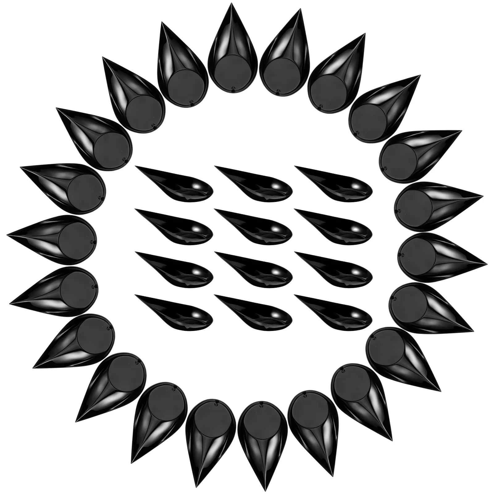 

100pcs Black Dessert Spoons Waterdrop Plates Mini Serving Fruit Candy Snack Party Kitchen Item Catering Supplies