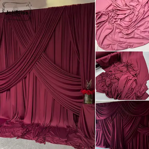 Red Burgundy Fabric Draperies for Wedding Decor Curtains Tablecloth Backdrops Dress Cloth DIY Sewing Material Wide 170cm