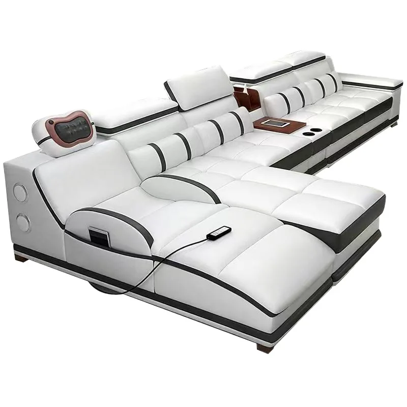 Sofa Italian minimalist living room intelligent multi-functional corner leather sofa