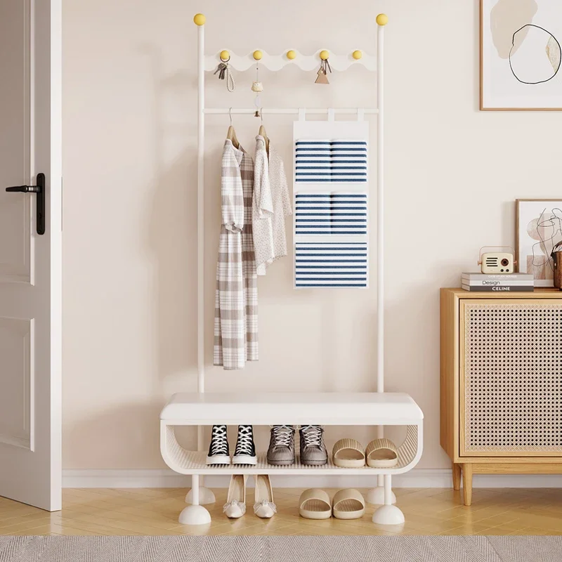 clothes hanging and shoe changing bench integrated household wrought iron clothes floor-standing storage, clothing and hats