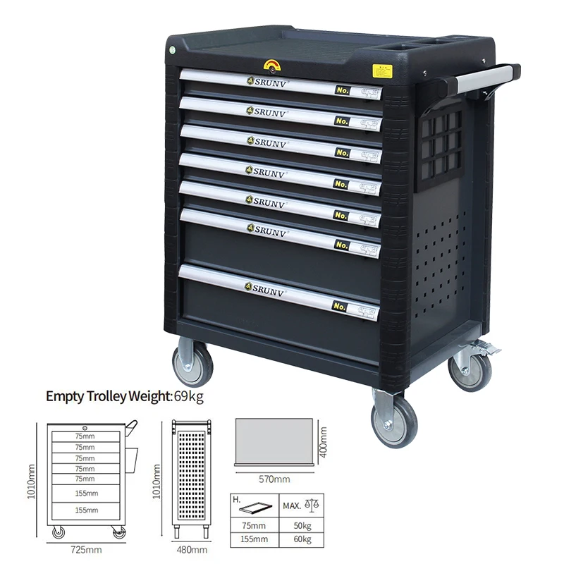 

Srunv Tool cabinet Trolley With 7 Drawers 352 PCS Tools Auto repair Multi-function Tool Box Set