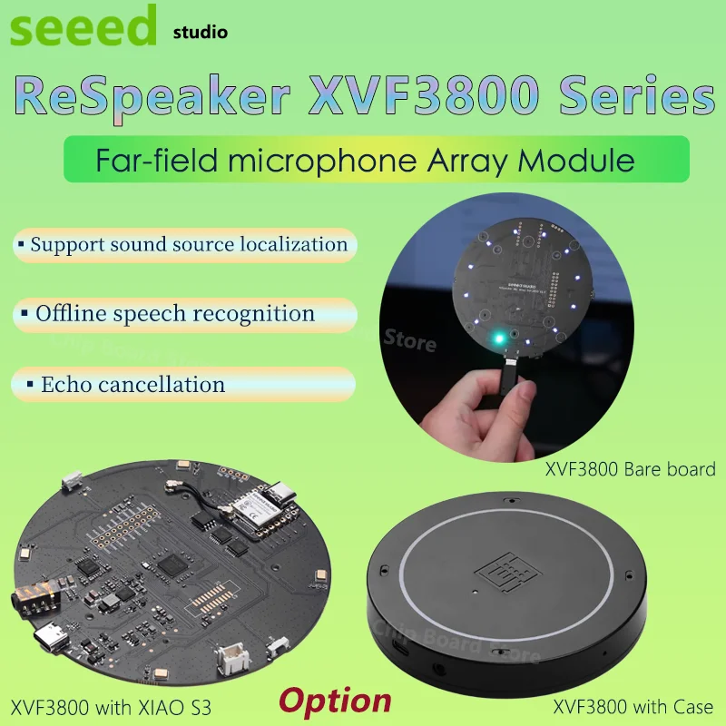

ReSpeaker XMOS XVF3800 ESP32S3 AI-powered Optional with Case – AI-powered 4-Mic Array for Clear Voice Even in Noise