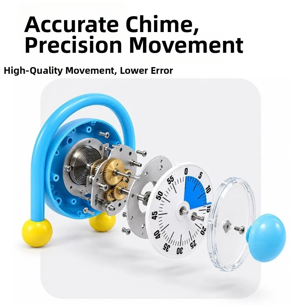 60 Minutes Kitchen Visual Timer Magnetic Adsorbable Mechanical Timer Self Discipline With Stand Children Study Timer